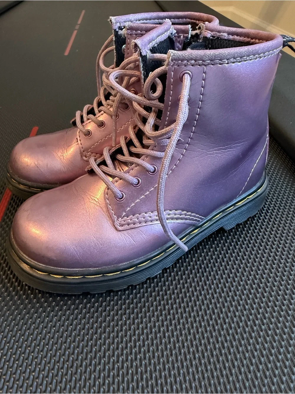 Dr. Martens Kids Metallic Lace-Up Combat Boots